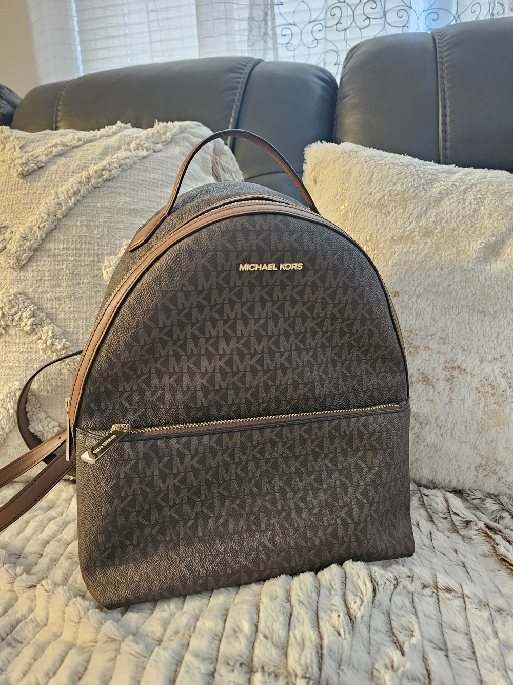 Michael Kors Brown MK Logo Backpack